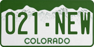 CO license plate 021NEW