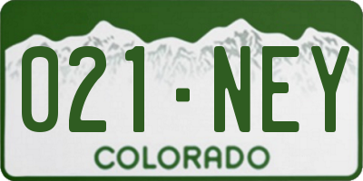CO license plate 021NEY