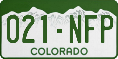 CO license plate 021NFP