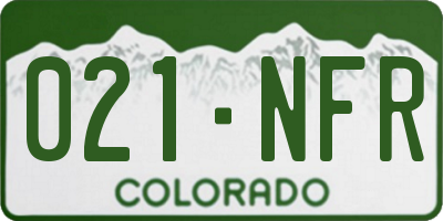 CO license plate 021NFR