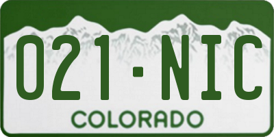 CO license plate 021NIC