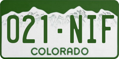 CO license plate 021NIF