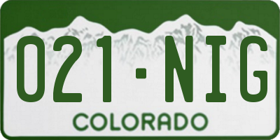 CO license plate 021NIG