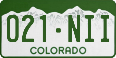 CO license plate 021NII