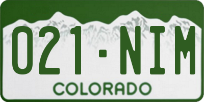 CO license plate 021NIM
