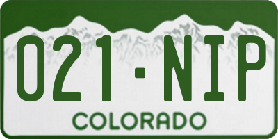 CO license plate 021NIP