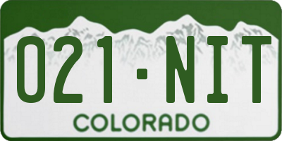 CO license plate 021NIT