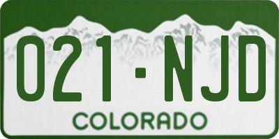 CO license plate 021NJD