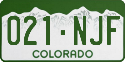 CO license plate 021NJF