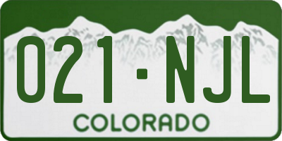 CO license plate 021NJL