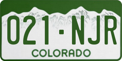 CO license plate 021NJR