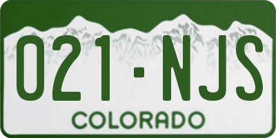 CO license plate 021NJS