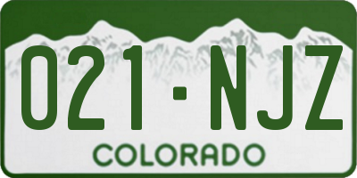 CO license plate 021NJZ