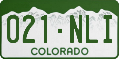 CO license plate 021NLI