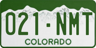 CO license plate 021NMT