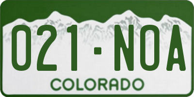 CO license plate 021NOA