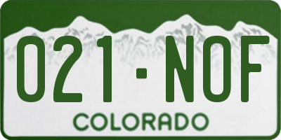 CO license plate 021NOF