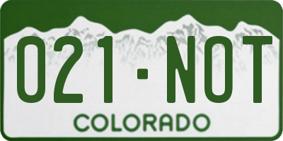 CO license plate 021NOT