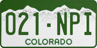 CO license plate 021NPI