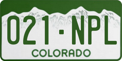 CO license plate 021NPL