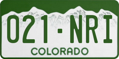 CO license plate 021NRI