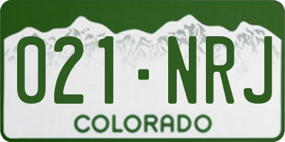 CO license plate 021NRJ