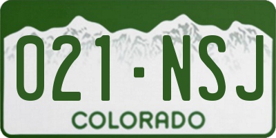 CO license plate 021NSJ