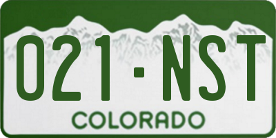 CO license plate 021NST