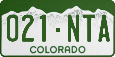 CO license plate 021NTA