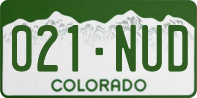 CO license plate 021NUD
