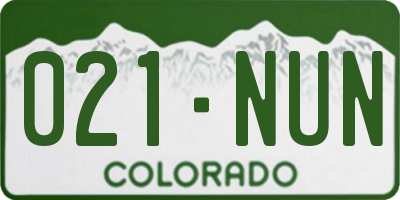 CO license plate 021NUN
