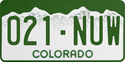 CO license plate 021NUW