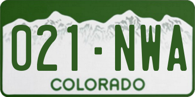 CO license plate 021NWA