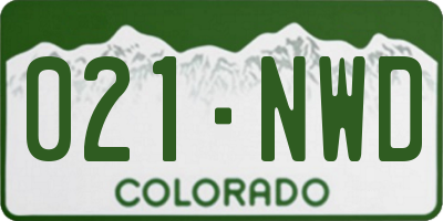 CO license plate 021NWD