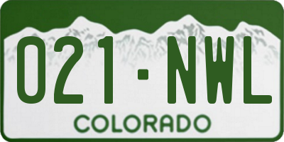 CO license plate 021NWL