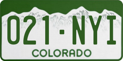 CO license plate 021NYI
