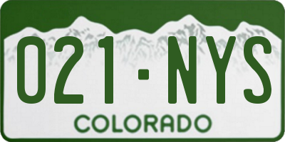 CO license plate 021NYS