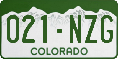 CO license plate 021NZG