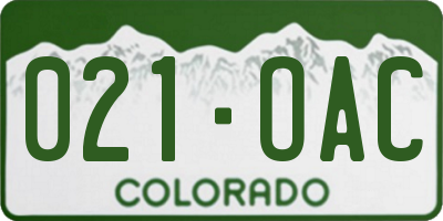 CO license plate 021OAC