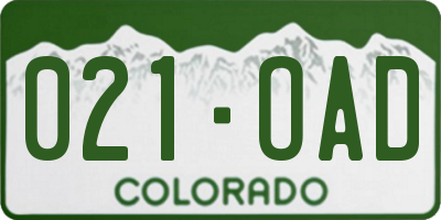 CO license plate 021OAD