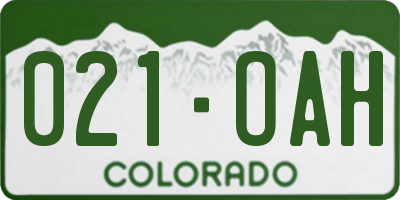 CO license plate 021OAH