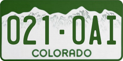 CO license plate 021OAI
