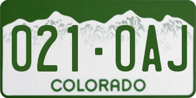 CO license plate 021OAJ