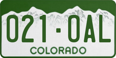 CO license plate 021OAL