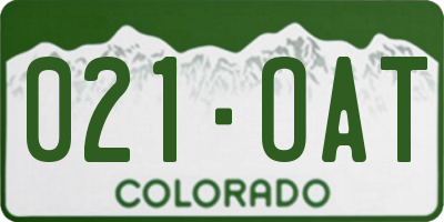 CO license plate 021OAT