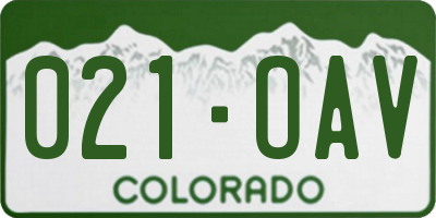CO license plate 021OAV