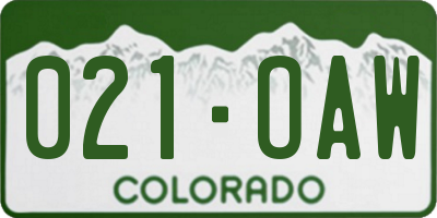 CO license plate 021OAW