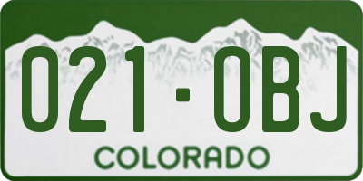 CO license plate 021OBJ