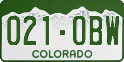 CO license plate 021OBW