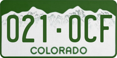 CO license plate 021OCF